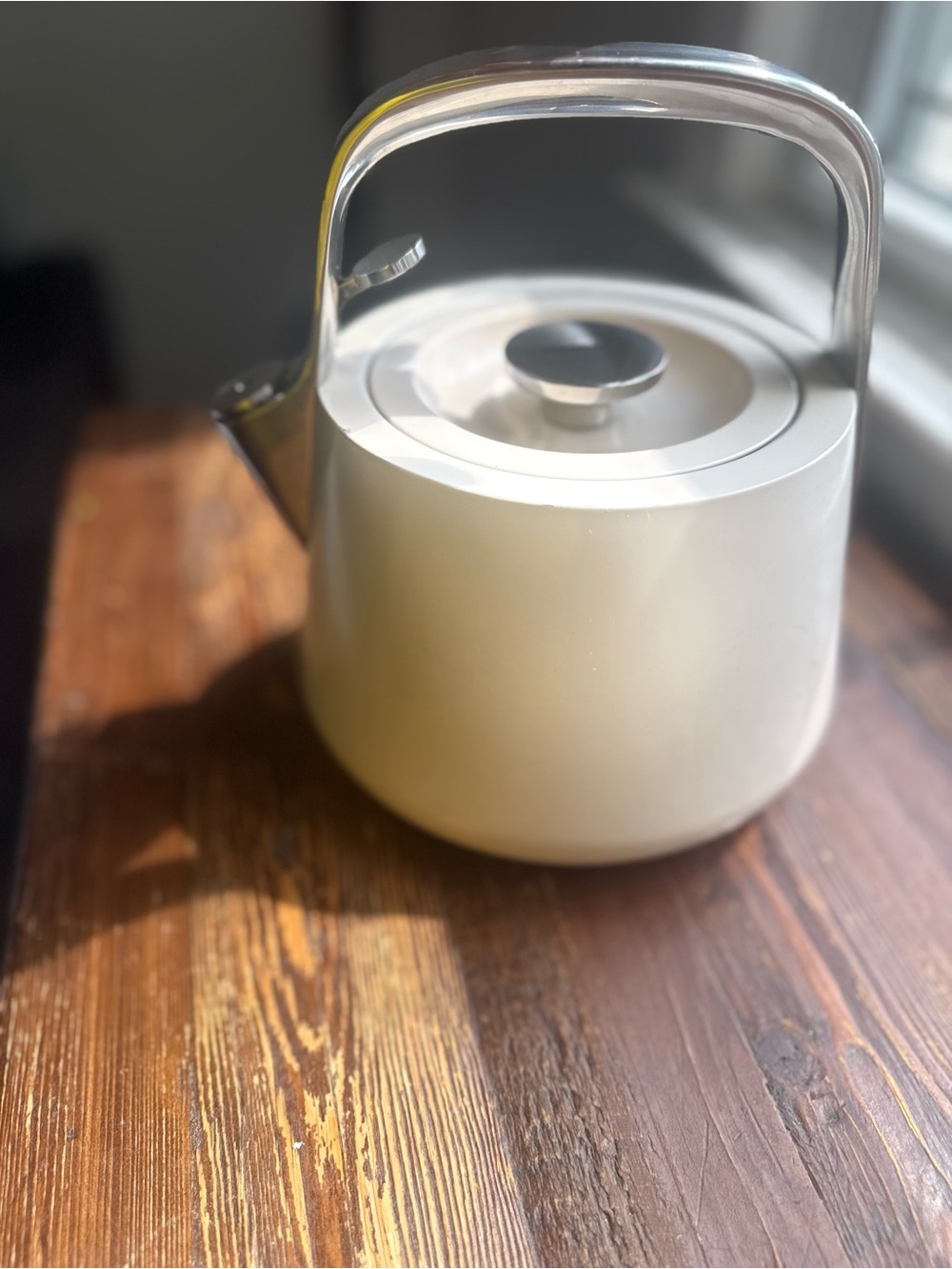 Minimal White Stovetop Tea Kettle with Chrome Handle - Picture 5 of 11